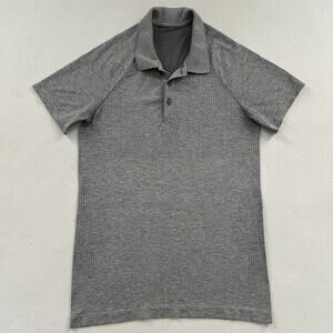 Lululemon Gray Slate White Metal Vent Tech Short Sleeve Polo Slim Fit Shirt XS